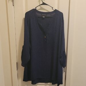 Ashley Stewart Deep Blue Tunic Top